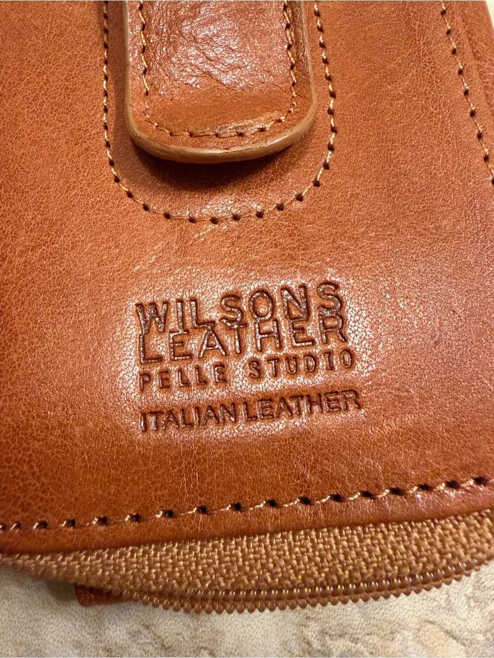 Wilsons Leather Tan Leather Wristlet Phone Pouch